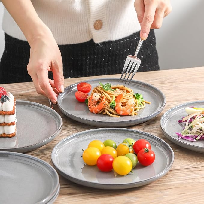 Ceramic Dinner Plates Set of 4, Stoneware 8 Inch, Dishwasher and Oven Safe - Image 5