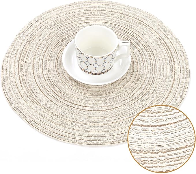 SHACOS Round Braided Placemats Set of 4 Washable Table Placemats Cotton - Image 3