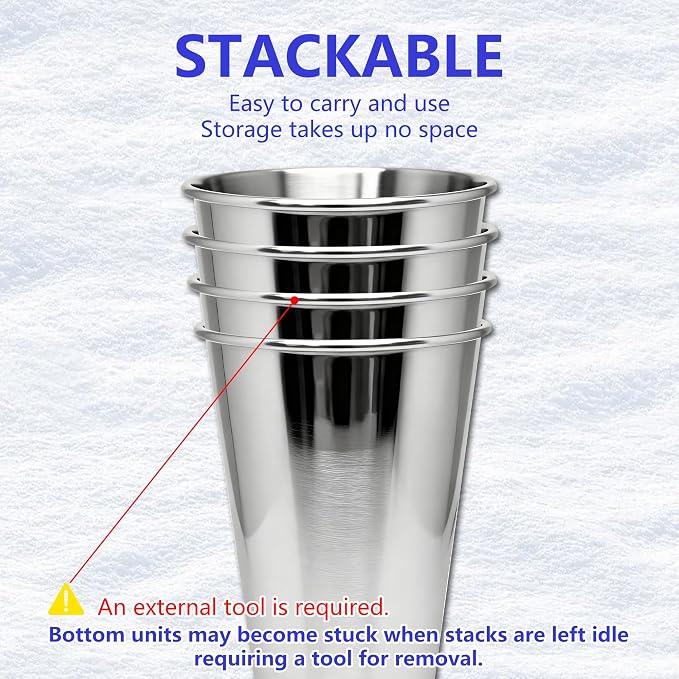 20oz 100PCS Stainless Steel Pint Cups, Reusable metal Cups, Drinking | Pint - Image 2