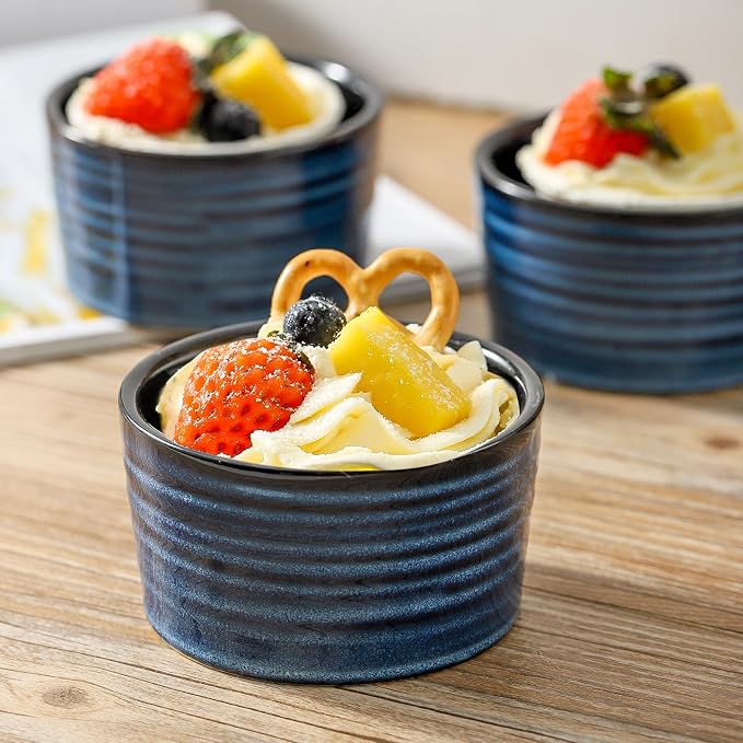 Ceramic 4 oz Ramekins Set of 6, Oven Safe Small Creme Brulee Ramekins - Image 5