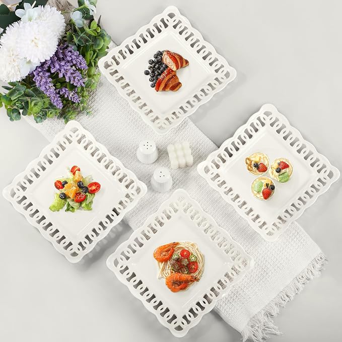 Ceramic Square Dinner Plates, 11 inch Square Serving Plate Set of 4 - Image 7