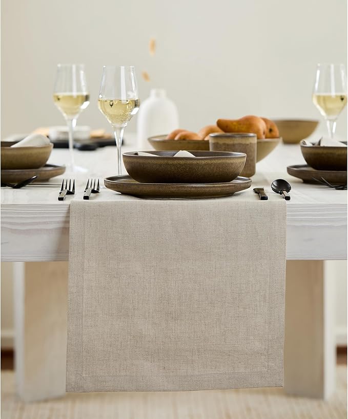 Solino Home 100% Pure Linen Table Runner Natural Woven, Fete 14 x 72 in | Table by SolinoHome