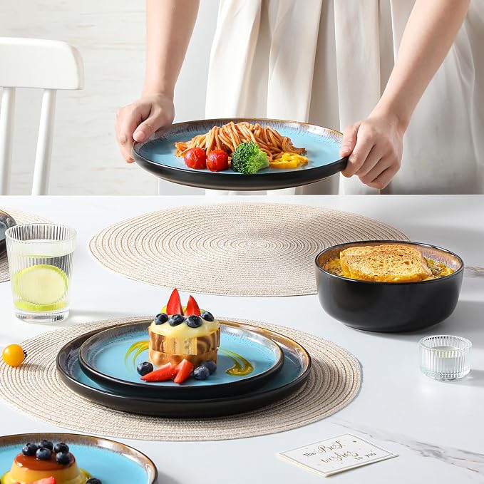 vancasso Plates and Bowls Sets, 18 Pieces Stoneware Dinnerware Sets - Image 5