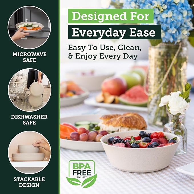 Grow Forward Premium Wheat Straw Plates and Bowls Sets - Image 4