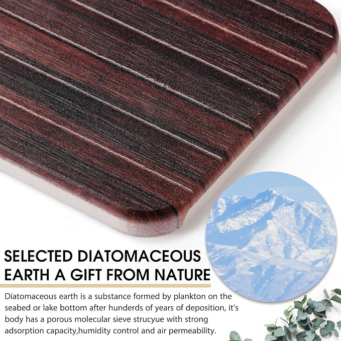 2Pcs 8.6x4'' Water Absorbent Diatomite Coasters Diatomaceous Earth Drying Mat - Image 4
