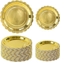 50 Pcs Gold Scalloped Paper Plates 25 × 7'' and 25 × 9'' Disposable Gold by FALIZIFU