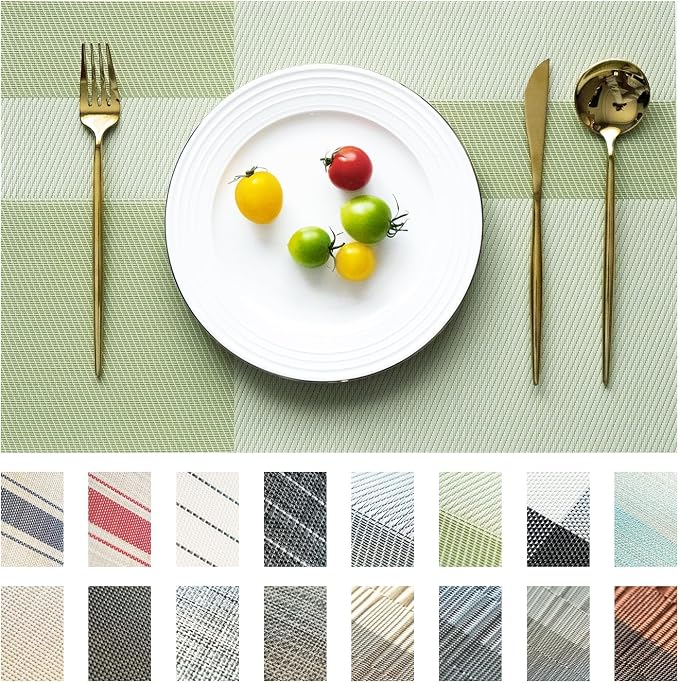 Placemats Set of 8 Vinyl/Plastic Woven Place Mats by Unknown