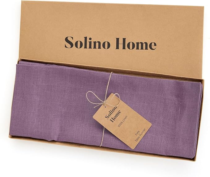 Solino Home 100% Pure Linen Table Runner Mulberry Long, Fete 14 x 120 in | - Image 5