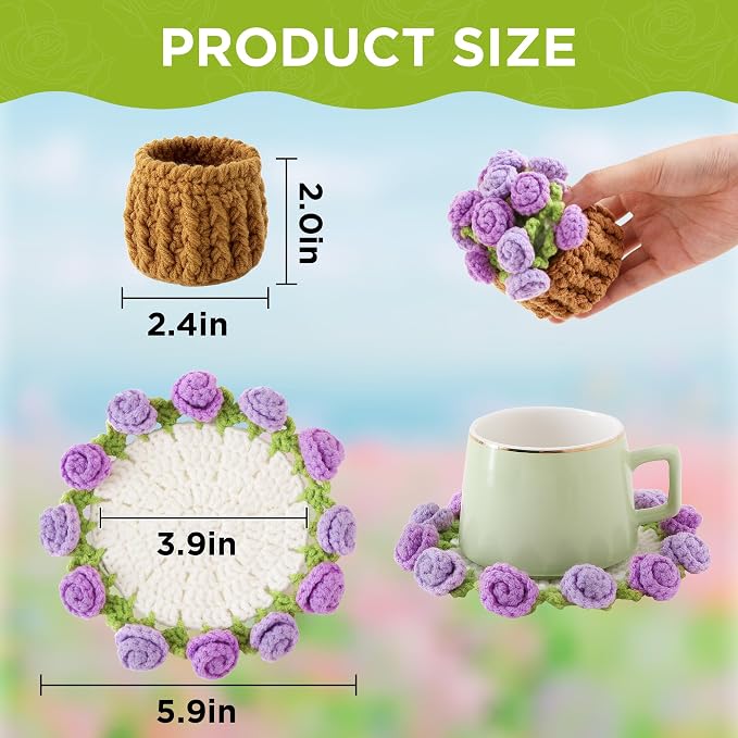 Crochet Flower Coasters, Handmade Bouquet Coasters - Image 2