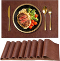 Faux Leather Placemats for Dining Table Set of 8, Edge-Sealed PU Leather Table by Vinjiasin
