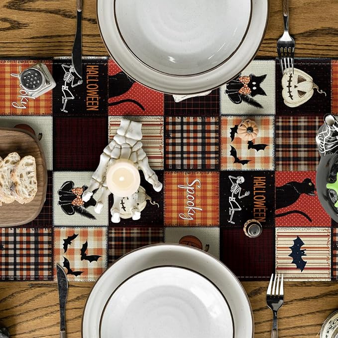 Artoid Mode 210 GSM Halloween Table Runner 13x108 Inch Home Party Decor | Black - Image 3
