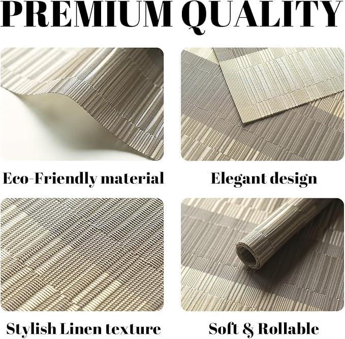 Placemats Set of 6 Vinyl/Plastic Woven Place Mats - Image 2
