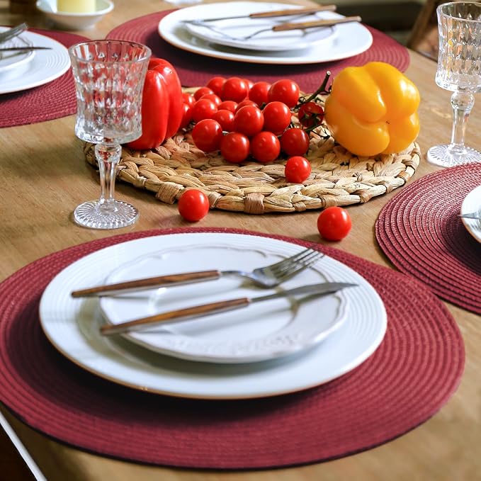 FunWheat Round Braided Placemats Set of 8 Table Mats - Image 4