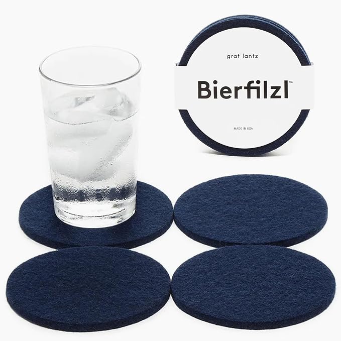 Graf Lantz - Bierfilzl Merino Wool Round Coasters Set of 4 - Marine - Absorbs by GrafLantz