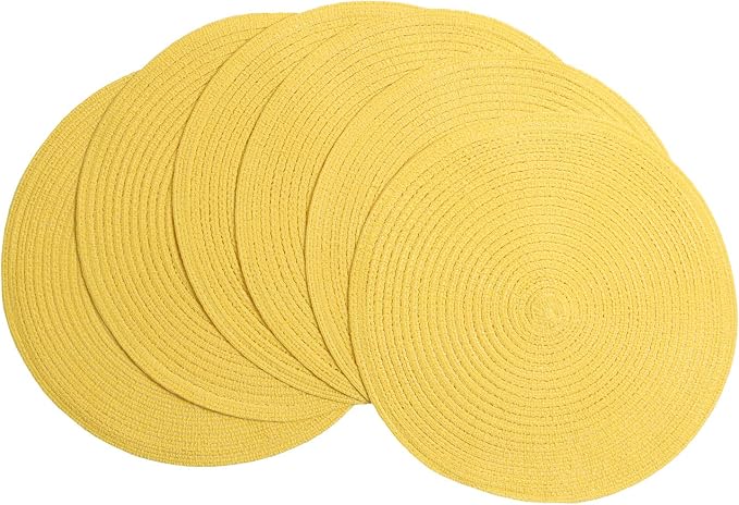 SHACOS Round Braided Placemats Set of 6 Kitchen Place Mats 15 inch Round Table by SHACOS
