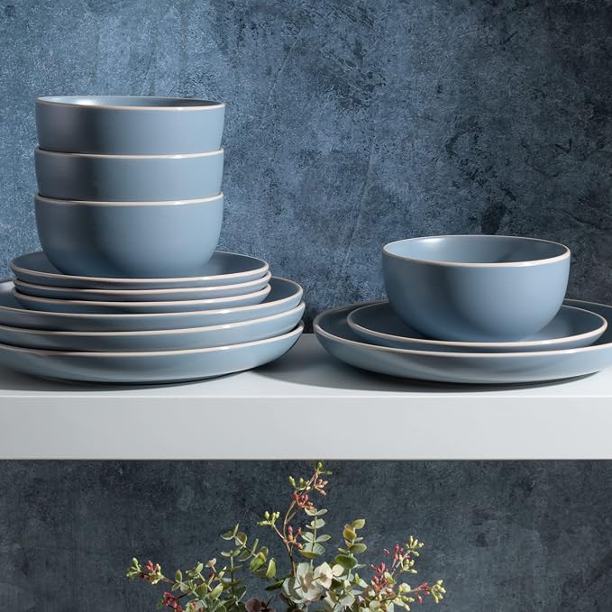 Gibson Home Rockaway 12-Piece Round Stoneware Dinnerware Set, Service - Image 4