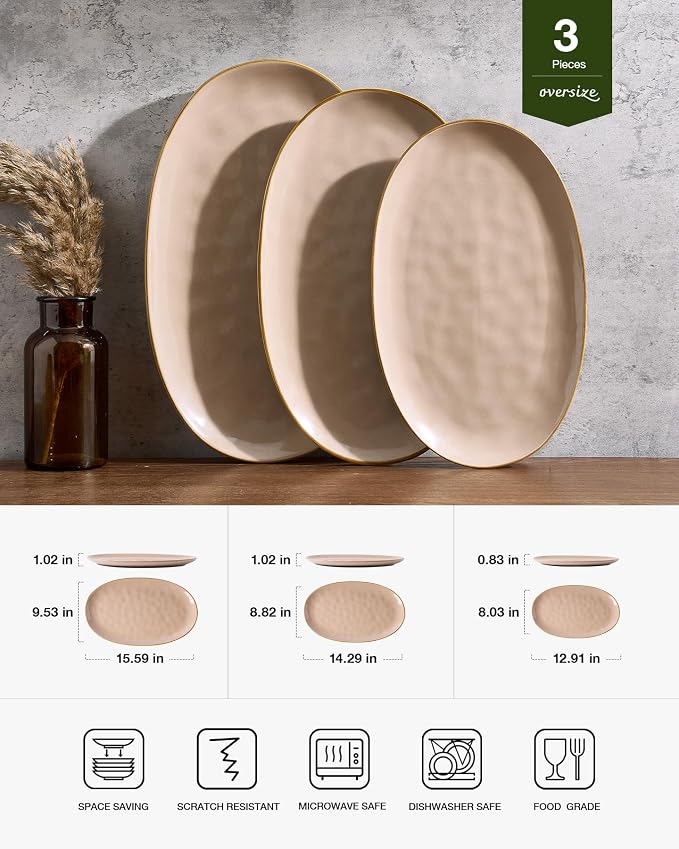 famiware Serving Platter, Oval 15.59/14.3/12.9 inch Serving Dishes - Image 2