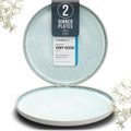 Stoneware dinner plates set 2 pcs – Light beige & blue stylish plates – by PURELIVING