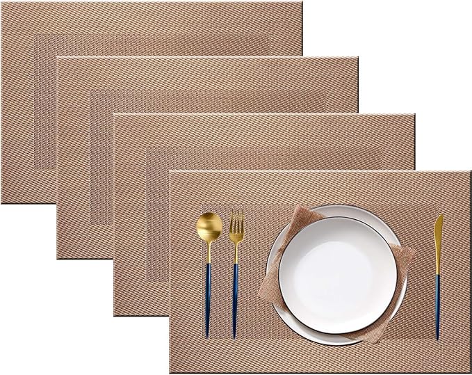 PIGCHCY Placemats Vinyl Washable Table Mats Elegant Non-Slip Placemats by PIGCHCY
