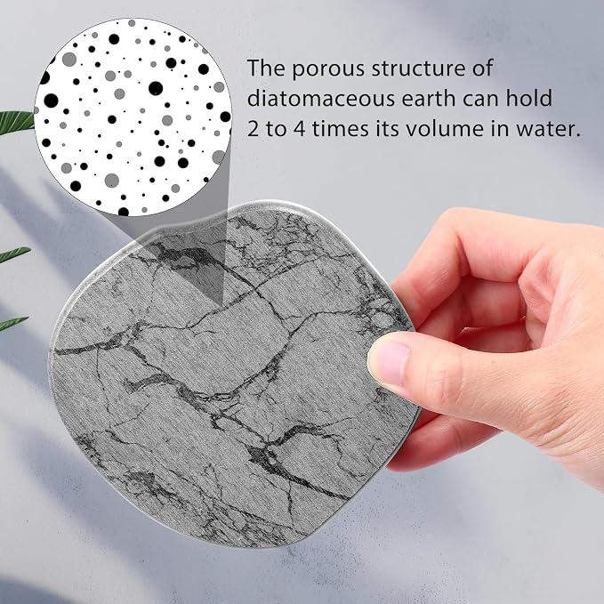 Diatomaceous Earth Coasters Set of 4，Cool Absorbent Quick-Dry Drink Coasters - Image 4