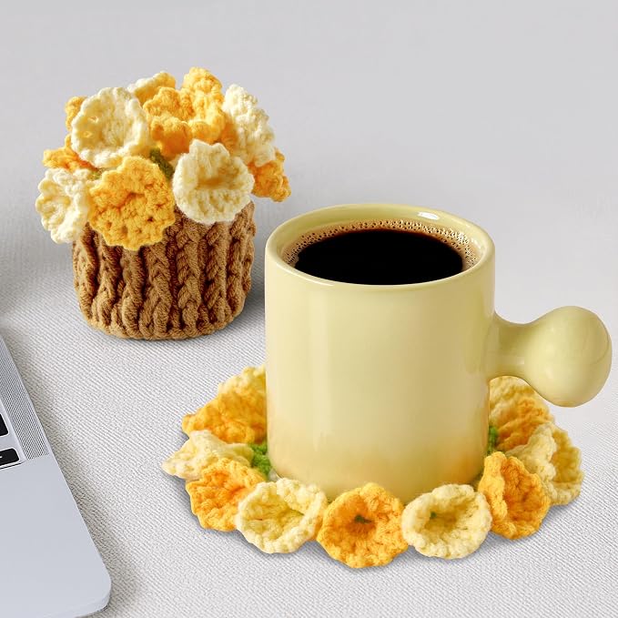 Crochet Flower Coasters, Handmade Bouquet Coasters - Image 6