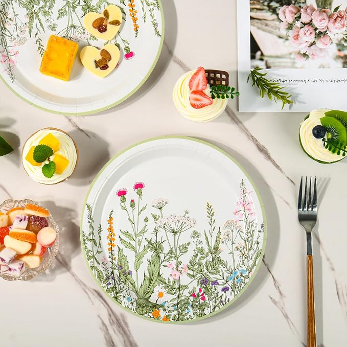 AimFun 48 Pcs Wildflower Diposable Paper Plates 9 Inch Floral Party Plate | - Image 3