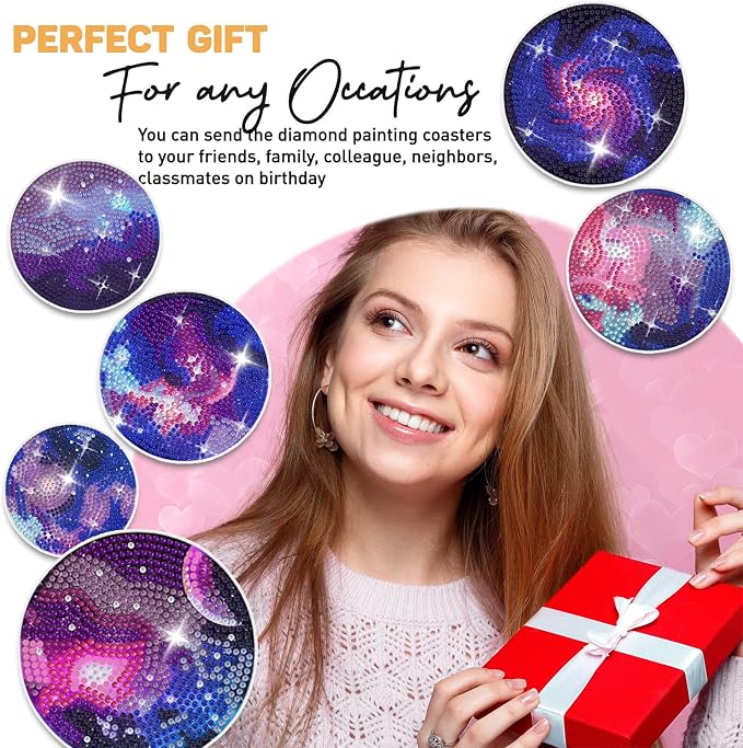 8 pcs Diamond Painting Coasters | Diamond Art Coasters | Galaxy and Nebula - Image 7
