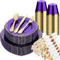 Bestluck 350PCS Purple Disposable Dinnerware by Bestluck