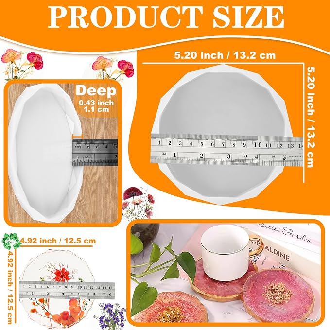 Resin Coaster Molds, Crystal Style Cups Mats, Flower Preservation DIY Gift Home - Image 2