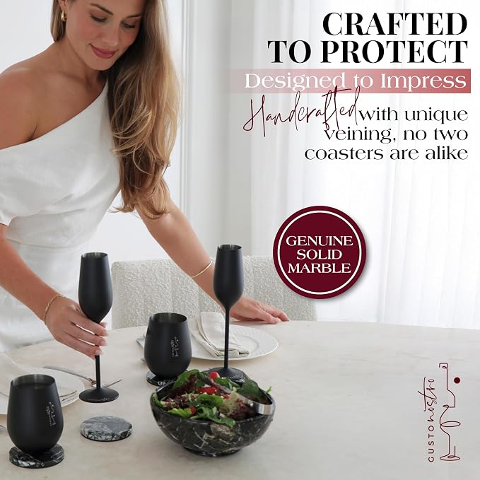 Gusto Nostro Black Marble Coasters Set of 8 - Image 3