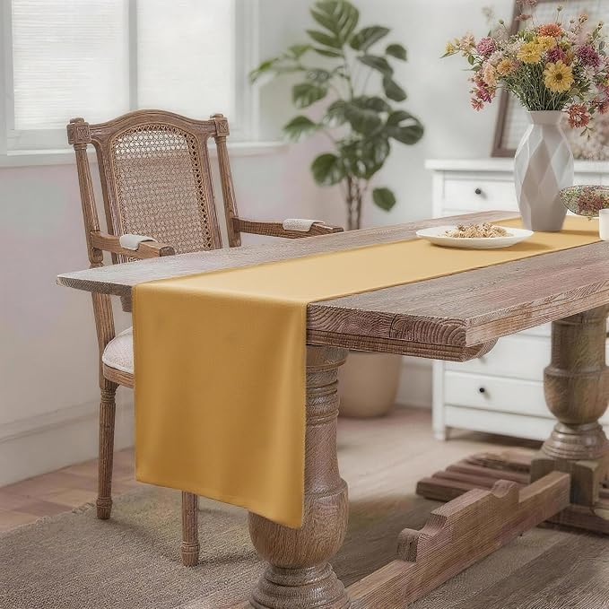 MEANMOY Gold Table Runner 90 Inches Long Waterproof Washable Table Runners | - Image 2
