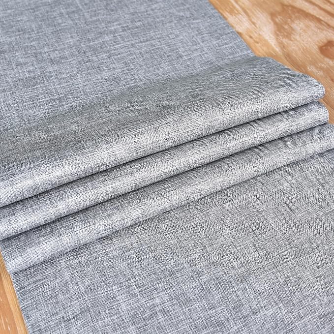 NEWISHER Farmhouse Rustic Faux Linen Solid Grey Table Runner 13x48inch | Grey - Image 5
