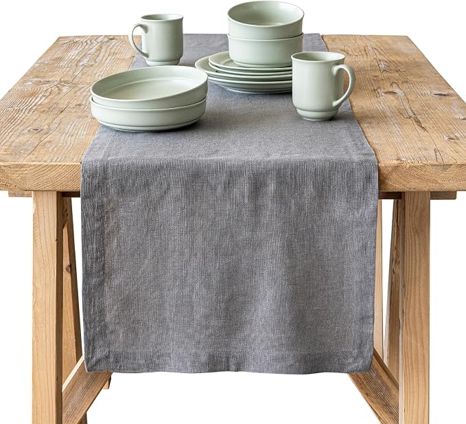 Over&Back 18x108 Washed 100% Linen Table Runner by overback