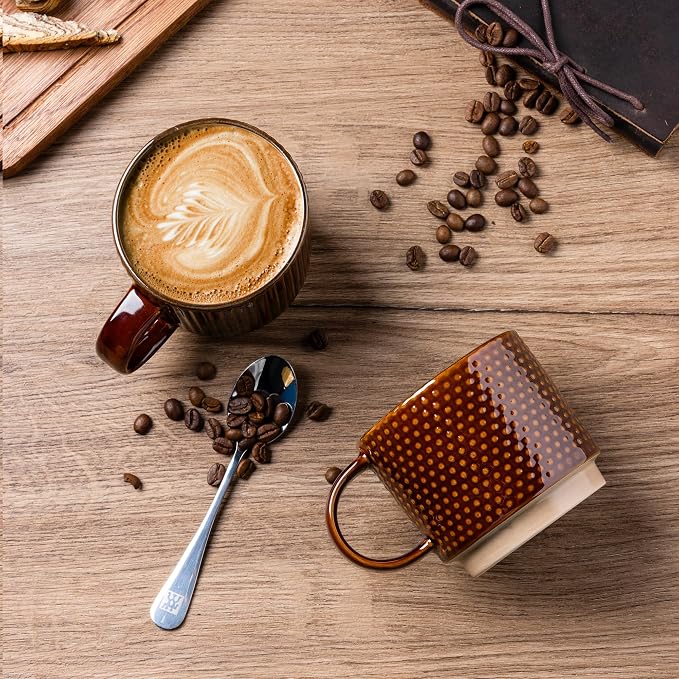 GBhome 12 OZ Stackable Coffee Mugs Set of 6, Ceramic Coffee Cups Set | 3 - Image 3