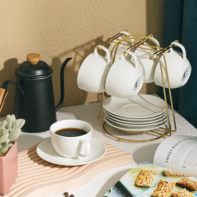 BTaT- Cappuccino Cups with Saucers 6 oz, Au Lait, Flat White, Dishwasher - Image 8