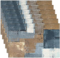Emvency Farmhouse Placemats Set of 6, 12x18 Inch, Geometric Blue Brown | by Emvency