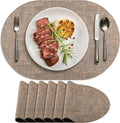 Placemats Set of 6 Non Slip, Heat Resistant Oval Faux Leather Place mats Double by Delicateandelegantplacemats