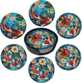 Fish Coasters Leather Round Drink Coasters 6 Pcs Set by Yopiiefa