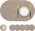 Round Faux Leather Placemat and Coaster 6 Packs, Washable Heat Resistant Dining by homing