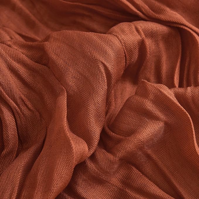Asee'm Terracotta Fall Cheesecloth Table Runner 10FT Boho Burnt Orange | Rustic - Image 5