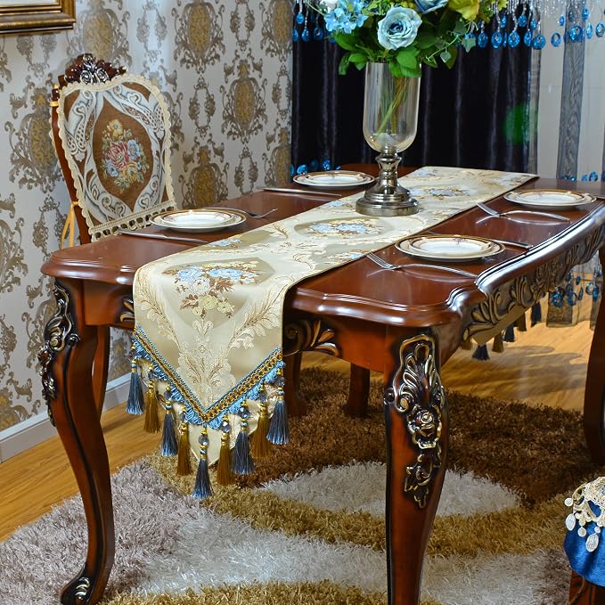 Extra Luxury Velvet Khaki Table Runner 72 Inches Long - Image 3