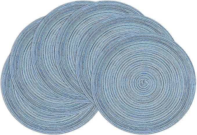SHACOS Round Braided Placemats Set of 6 Circle Place Mats Kitchen Table Mats by SHACOS