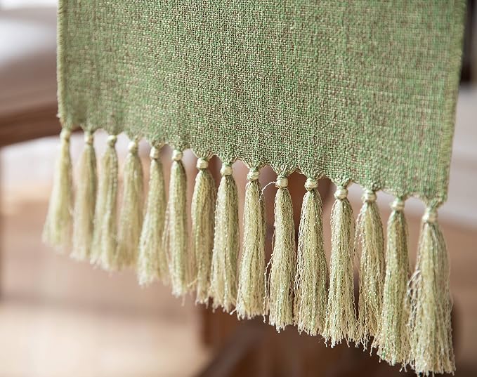 Green Table Runners 36 Inches Long, Burlap Linen Style Rustic Farmhouse Table - Image 6