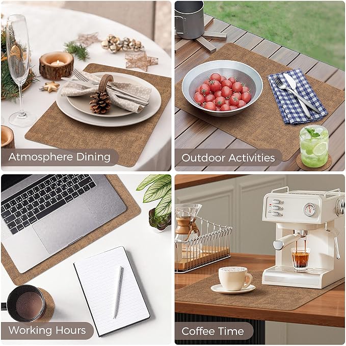 NCUE Vinyl Placemats Set of 12, Heat Resistant, Nonslip Faux Leather Waterproof - Image 6