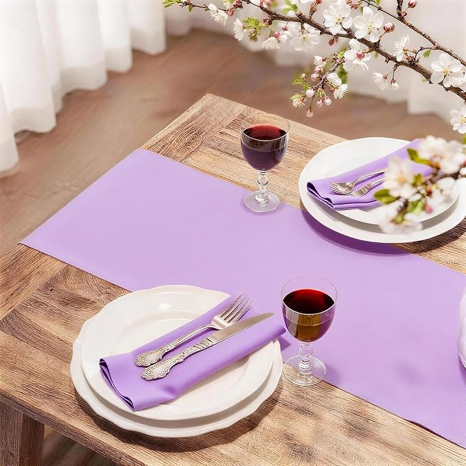FOLINS&HOME Lavender Waterproof Decorative Table Runner 72 Inches Long | 210GSM - Image 2