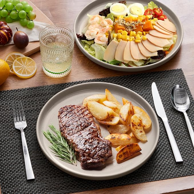 LIANYU Stoneware Dinner Plates Set of 4, 10.5 Inch Porcelain Kitchen Plates - Image 4