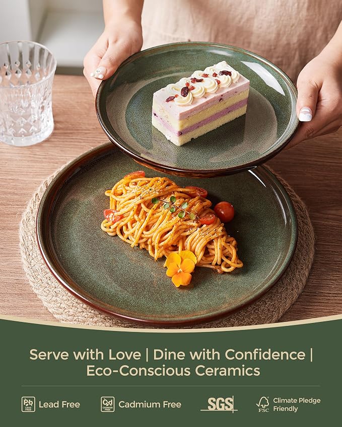 Stoneware Dinnerware Sets for 6, 18 Pieces Ceramic Plates and Bowls Sets - Image 5