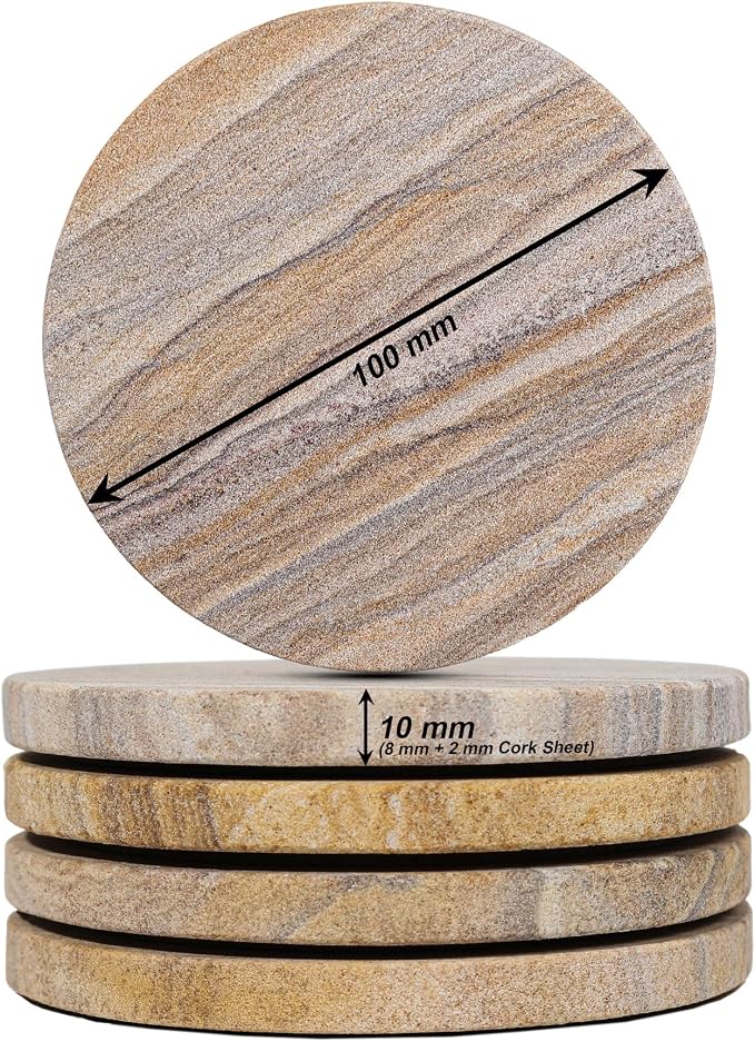 Sandstone Water Absorbent Hand Crafted Round Coasters - Image 6
