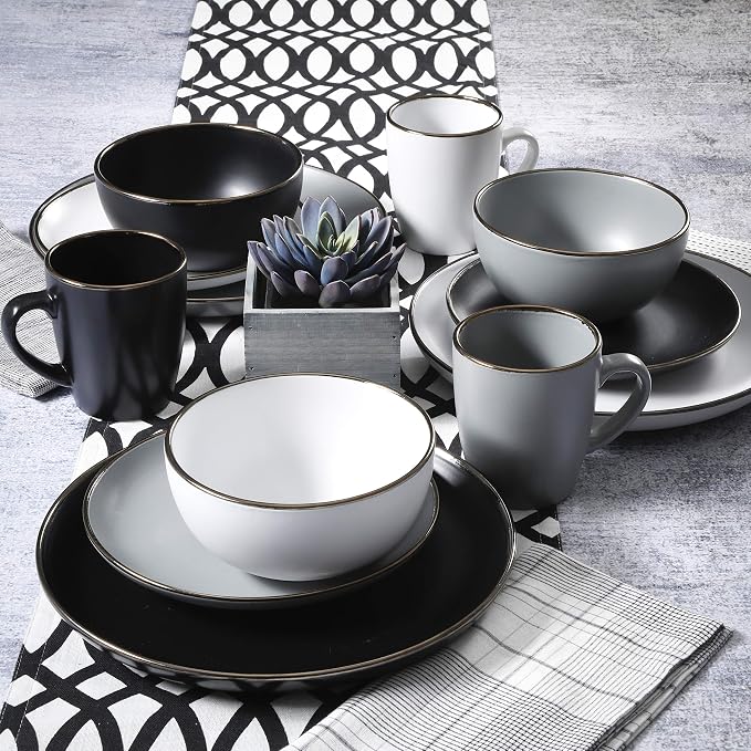 Gibson Home Rockaway 16-Piece Round Stoneware Dinnerware Set, Service - Image 7