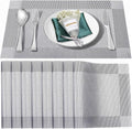 Placemats Set of 8, Vinyl Weave Silver Non Slip Table Mats | Heat Resistant by BxzanDya-LifeSmartMaker